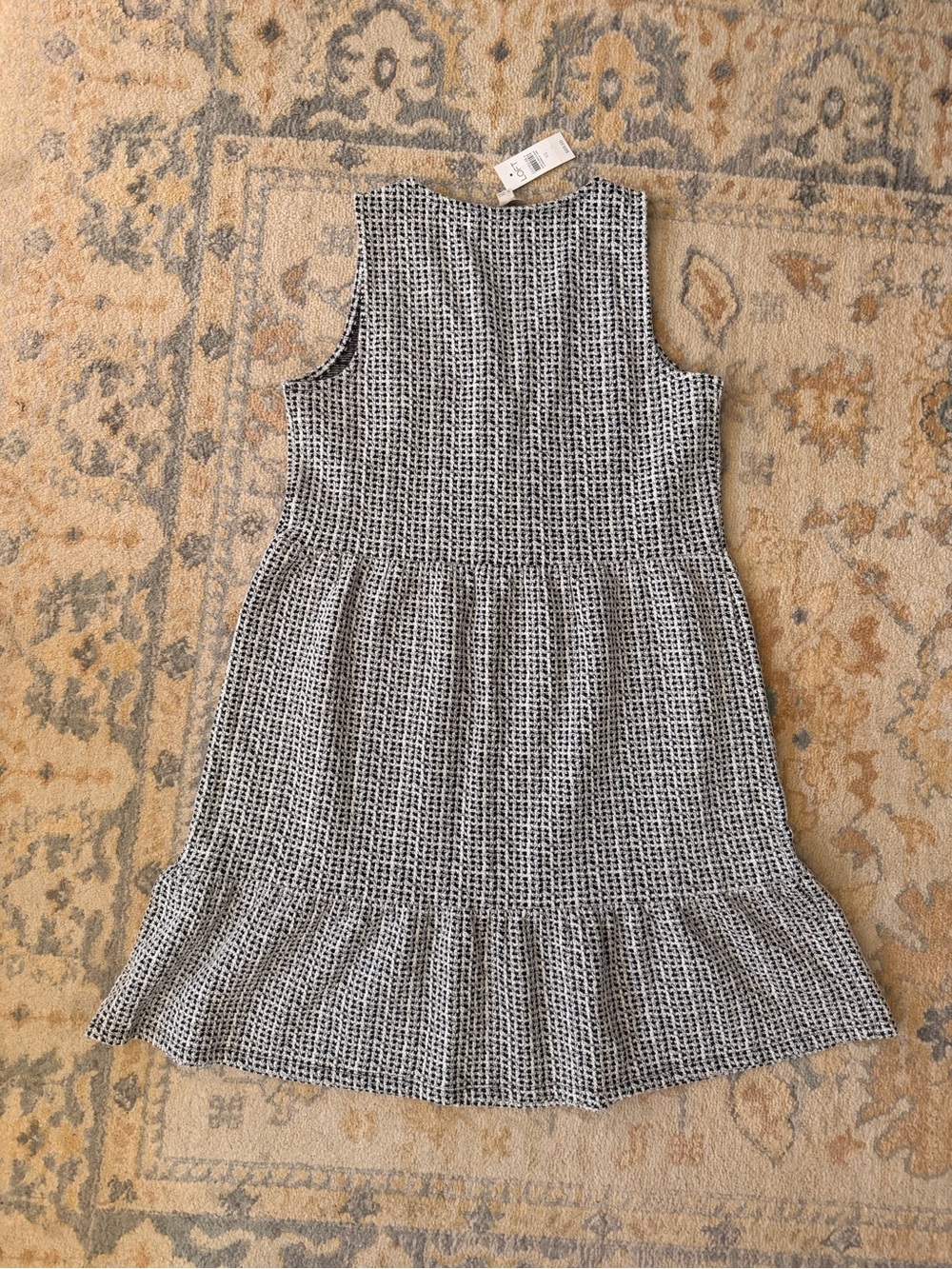 Loft Textured Button Front Flounce Sleeveless Dress NWT Size XS V Neck #preppy - Picture 3 of 6